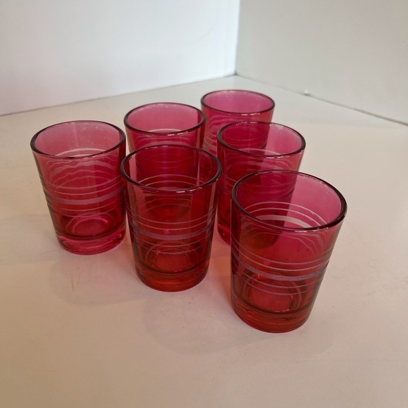 Vintage Federal Glass Cranberry Red Juice Glasses - Picture 7 of 13